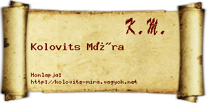Kolovits Míra névjegykártya